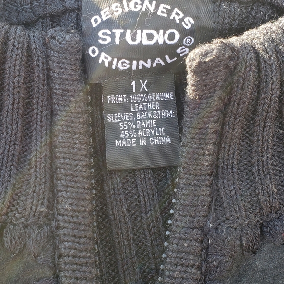 Vintage leather breasted ribbe sweater - Picture 2 of 7